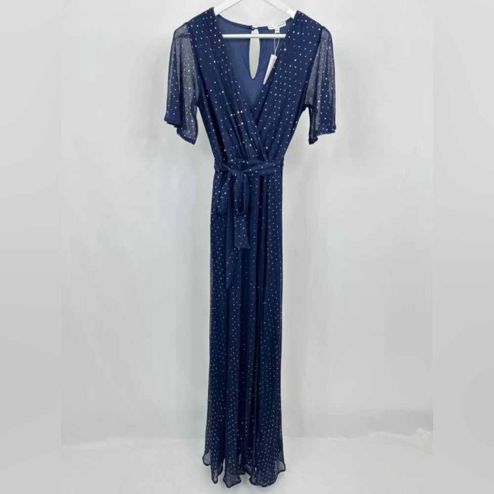 Baltic Born NWT Grace Sparkle Dress Women Size Medium Navy Gown Maxi